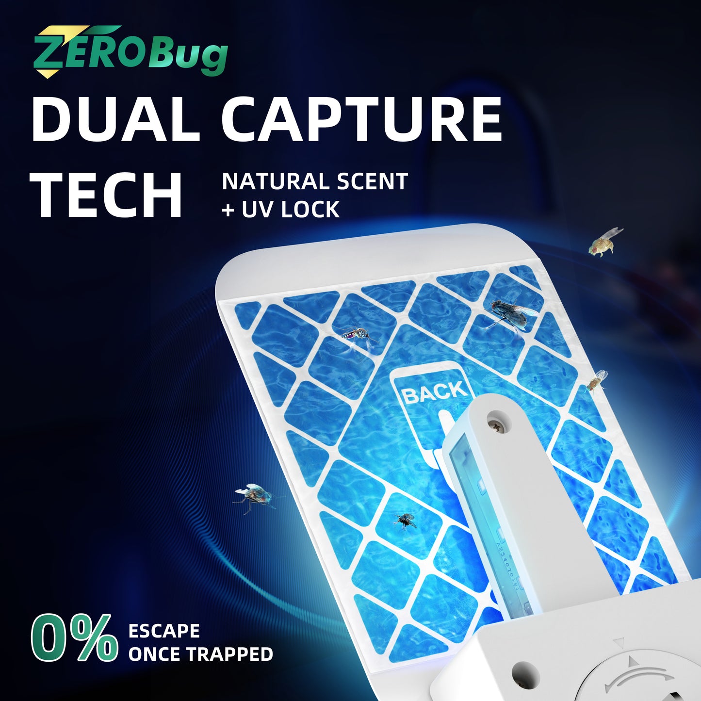 ZeroBug 2025 Upgraded Flying Insect Trap Indoor, Target Capture Traps for House & Fruit Fly, Gnat, Mosquito with UV & Blue Light, Plug in Bug Catcher & Killer for Indoor (2 Device & 10 Sticky Refills)